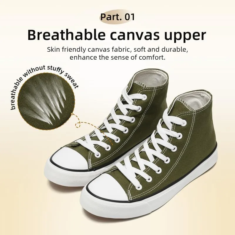 Canvas High Top Sneakers for Women Men Classic Lace Up Canvas Shoes Womens Mens Fashion High Top Sneakers Casual Tennis Walking Shoes
