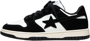Canvas Y2K Vintage Star Pattern Lace Up Sneakers Lightweight Fashion Non Slip Casual Shoes for Men Outdoor School Streetwear Best Friend Look Pink