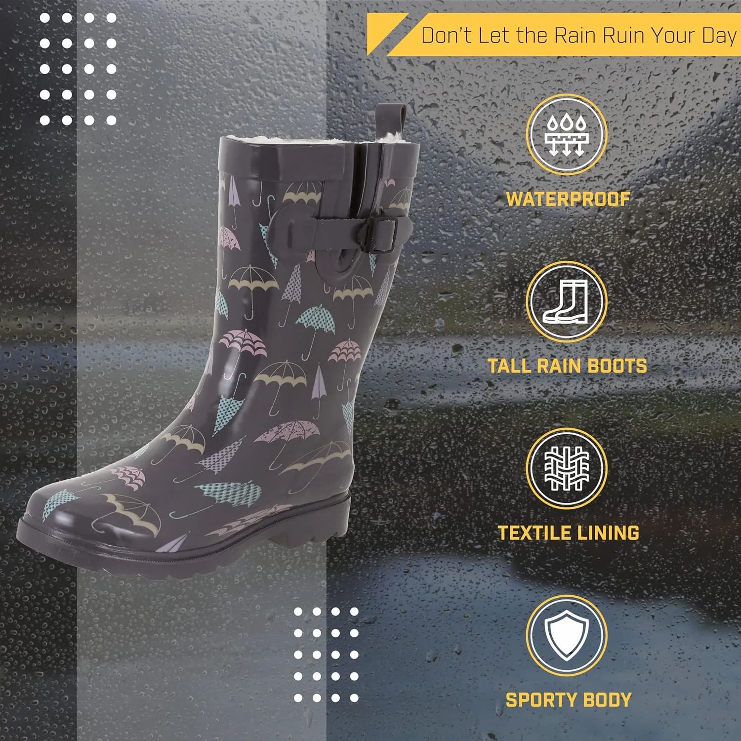 Capelli New York Ladies Mid-Calf Cozy Lined Rain Boots