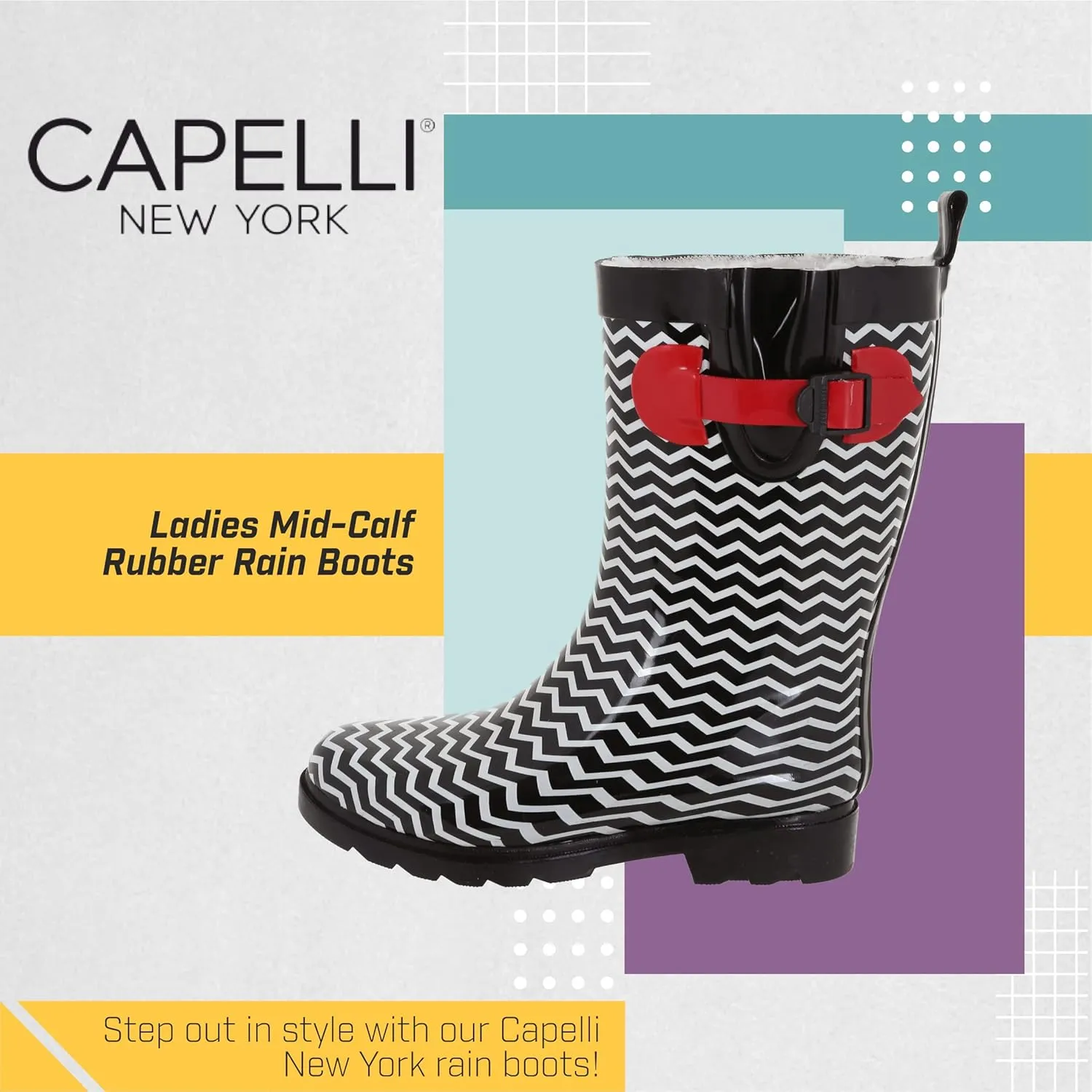 Capelli New York Ladies Mid-Calf Cozy Lined Rain Boots