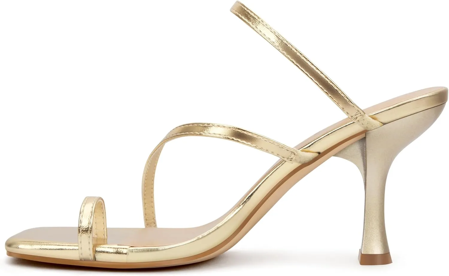 Carcuume Women's Square Toe Heeled Sandals Strappy Kitten Heels