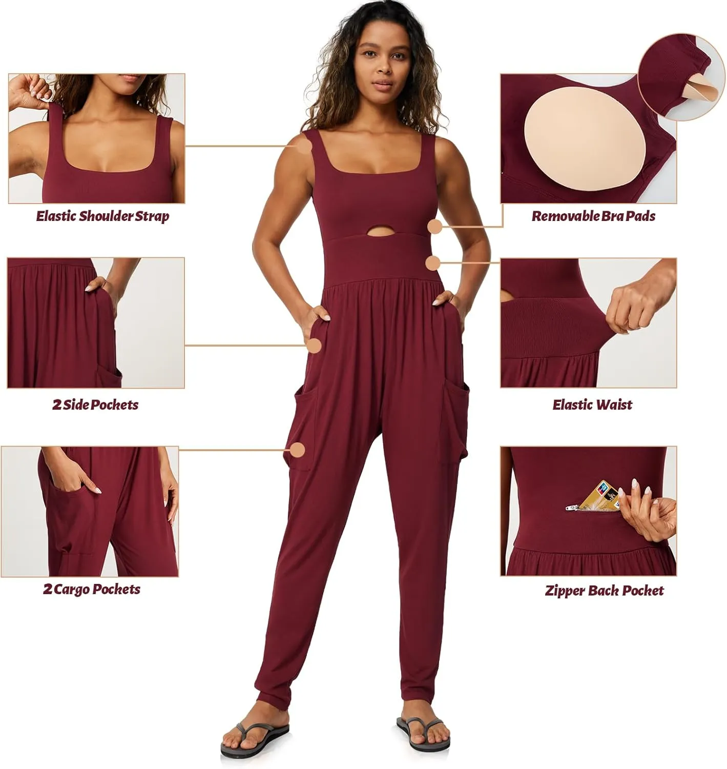 Casei Jumpsuits for Women Casual Summer Rompers Sleeveless Loose Strap Baggy Overalls Yoga Harem Jumpers with Pockets