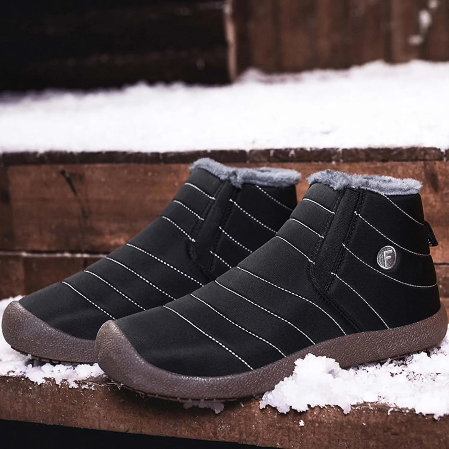 CERYTHRINA Winter Snow Ankle Boots Fur Lining Waterproof Outdoor Slip On Booties Sneakers for Women and Men