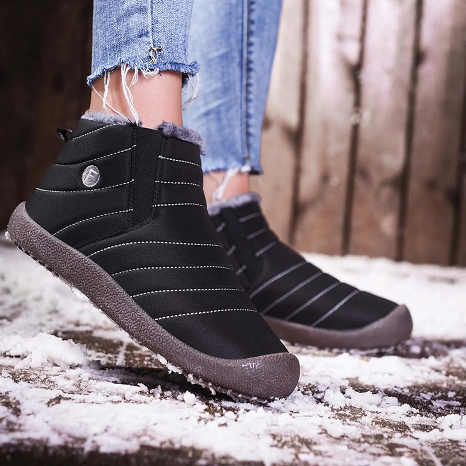 CERYTHRINA Winter Snow Ankle Boots Fur Lining Waterproof Outdoor Slip On Booties Sneakers for Women and Men