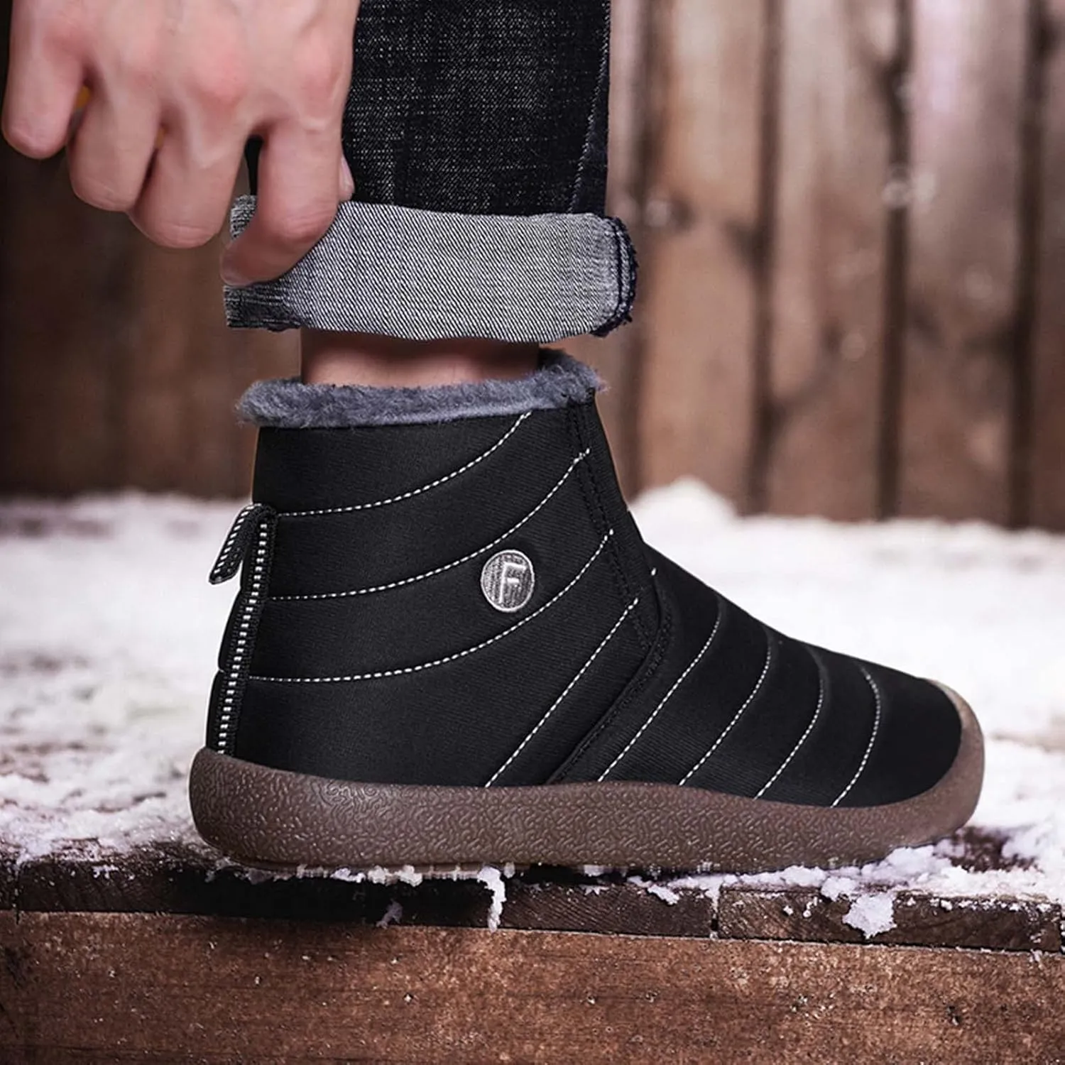 CERYTHRINA Winter Snow Ankle Boots Fur Lining Waterproof Outdoor Slip On Booties Sneakers for Women and Men