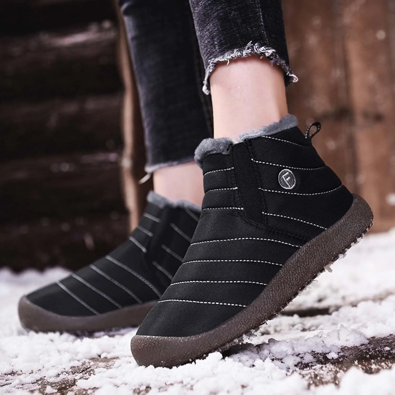 CERYTHRINA Winter Snow Ankle Boots Fur Lining Waterproof Outdoor Slip On Booties Sneakers for Women and Men