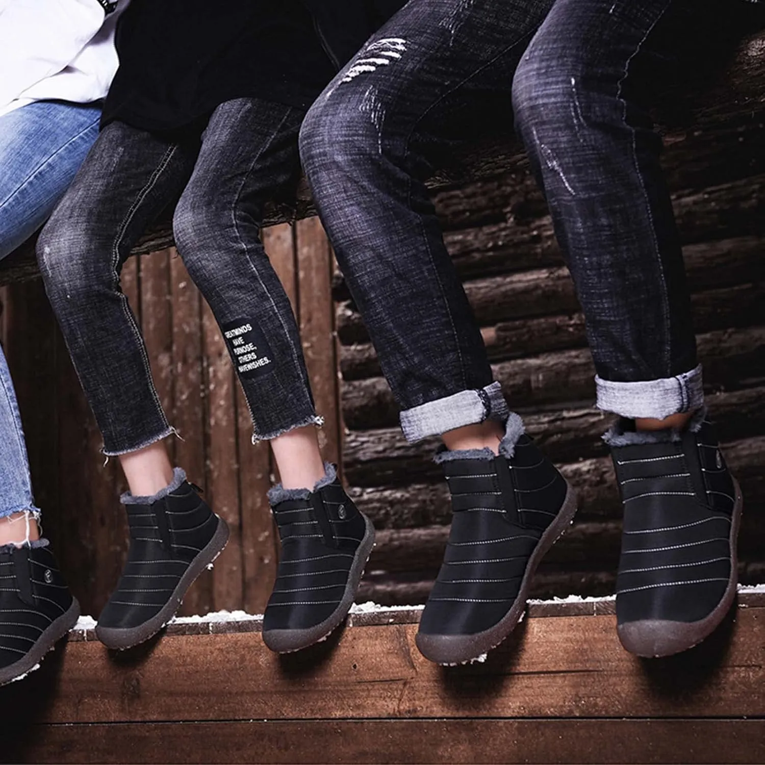 CERYTHRINA Winter Snow Ankle Boots Fur Lining Waterproof Outdoor Slip On Booties Sneakers for Women and Men