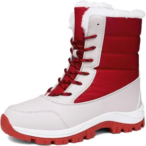 CERYTHRINA Womens Waterproof Booties Lightweight Winter Fur Lined Walking Boots Anti-Slip Outdoor Snow Boots