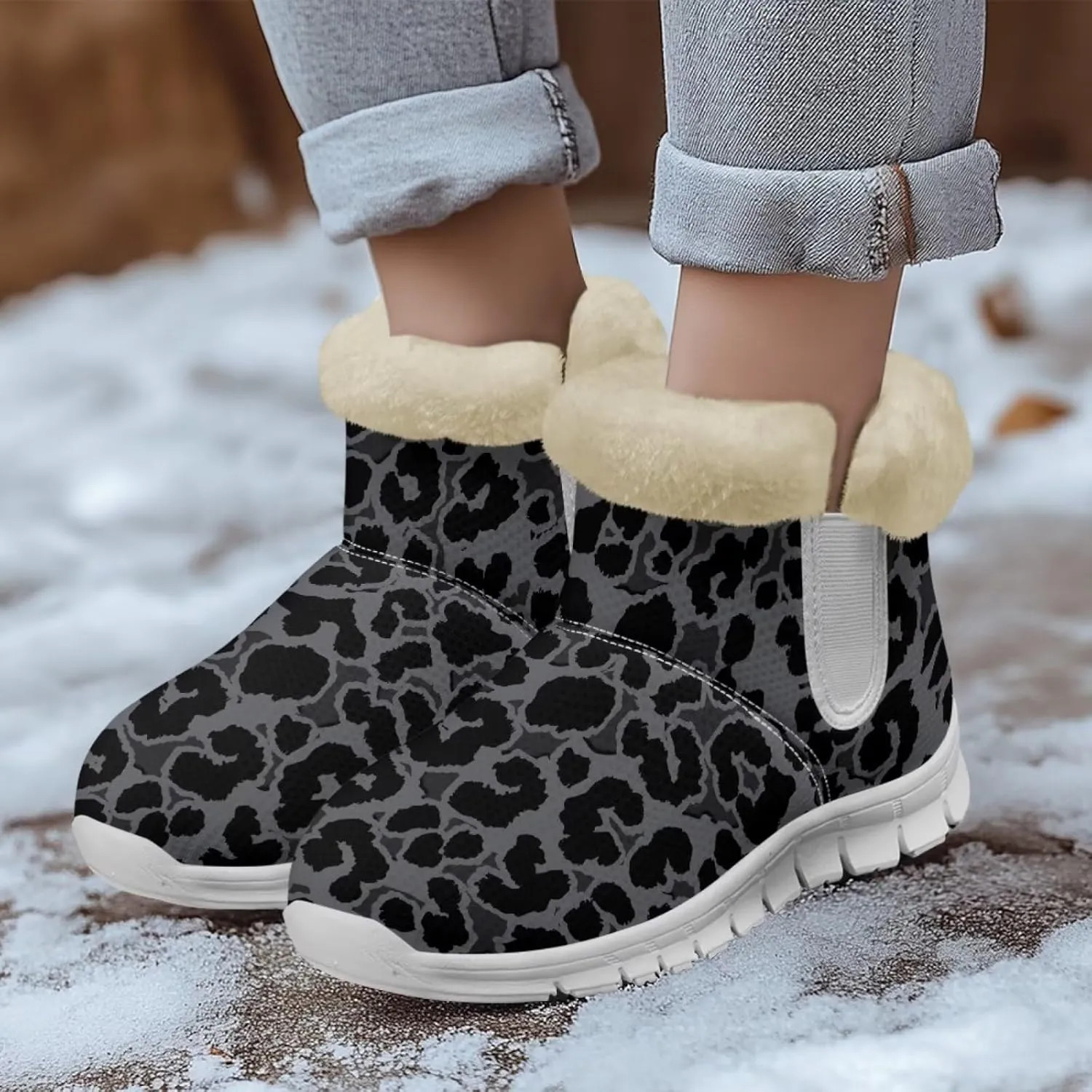 chaqlin Winter Boots Snow Boots Ankle Warm Slip Resistant Boots Flannel Fur Lined Comfy Cold Weather Outdoor Casual Boots