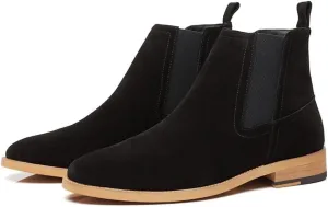 Chelsea Boots For Men Cowhide Leather Elastic Sided Wearable Waterproof Non Anti-slip Dress Slip On