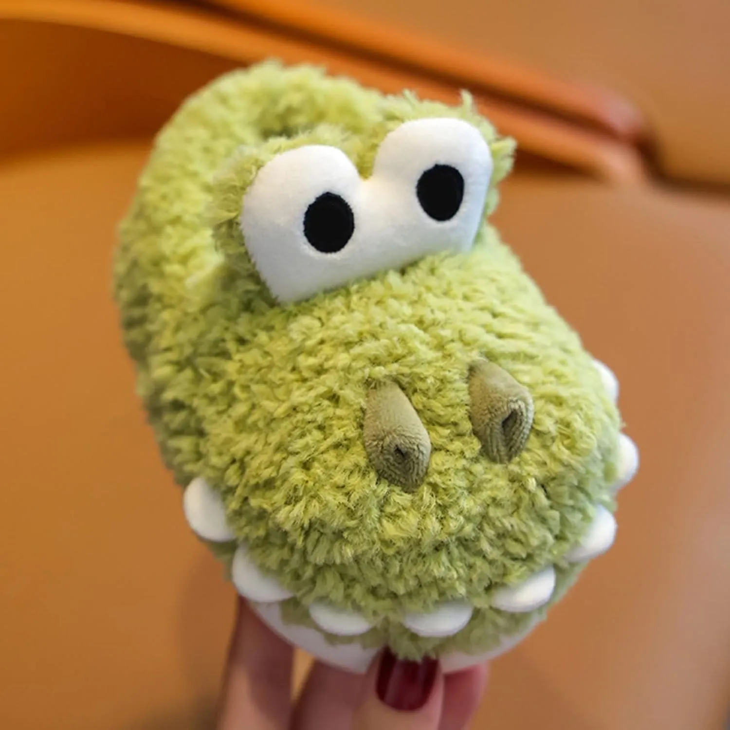 Children Cotton Slippers Boys Girls Cute Cartoon Hair Slippers Home Warm for Babys Cotton Shoes Winter Dinosaur Slipper (Green, 10 Years Big Kids)