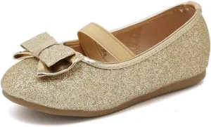 CIOR Toddler Girls Ballet Flats Shoes Ballerina Bowknot Jane Mary Princess Dress Shoes for Wedding Party School-VGZA3-light Gold glitter-29