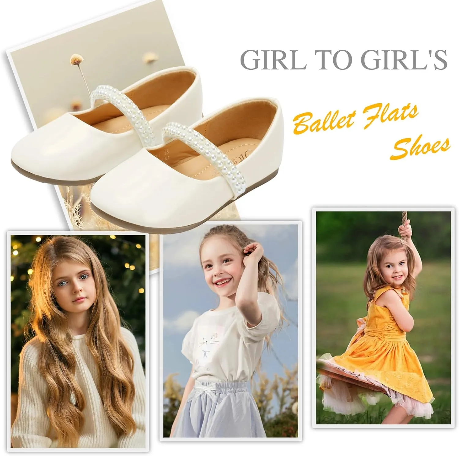 CIOR Toddler Girls Ballet Flats Shoes Ballerina Bowknot Jane Mary Princess Dress Shoes for Wedding Party School