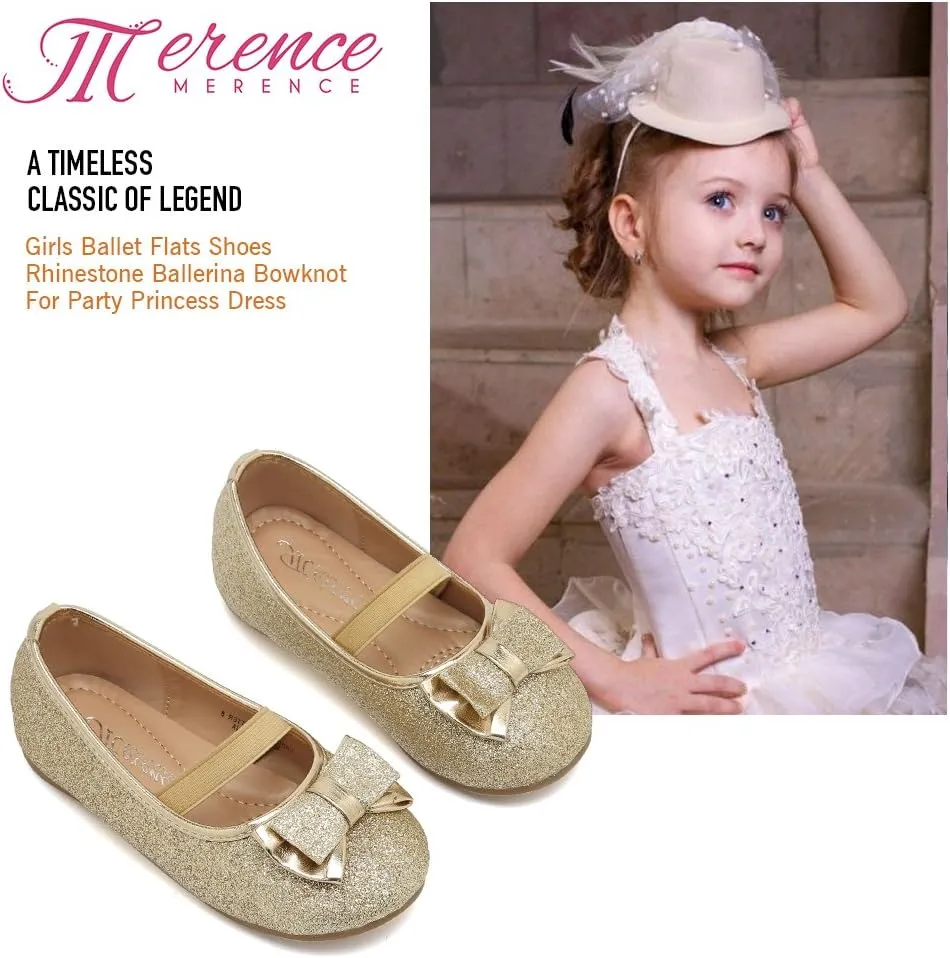 CIOR Toddler Girls Ballet Flats Shoes Ballerina Bowknot Jane Mary Princess Dress Shoes for Wedding Party School