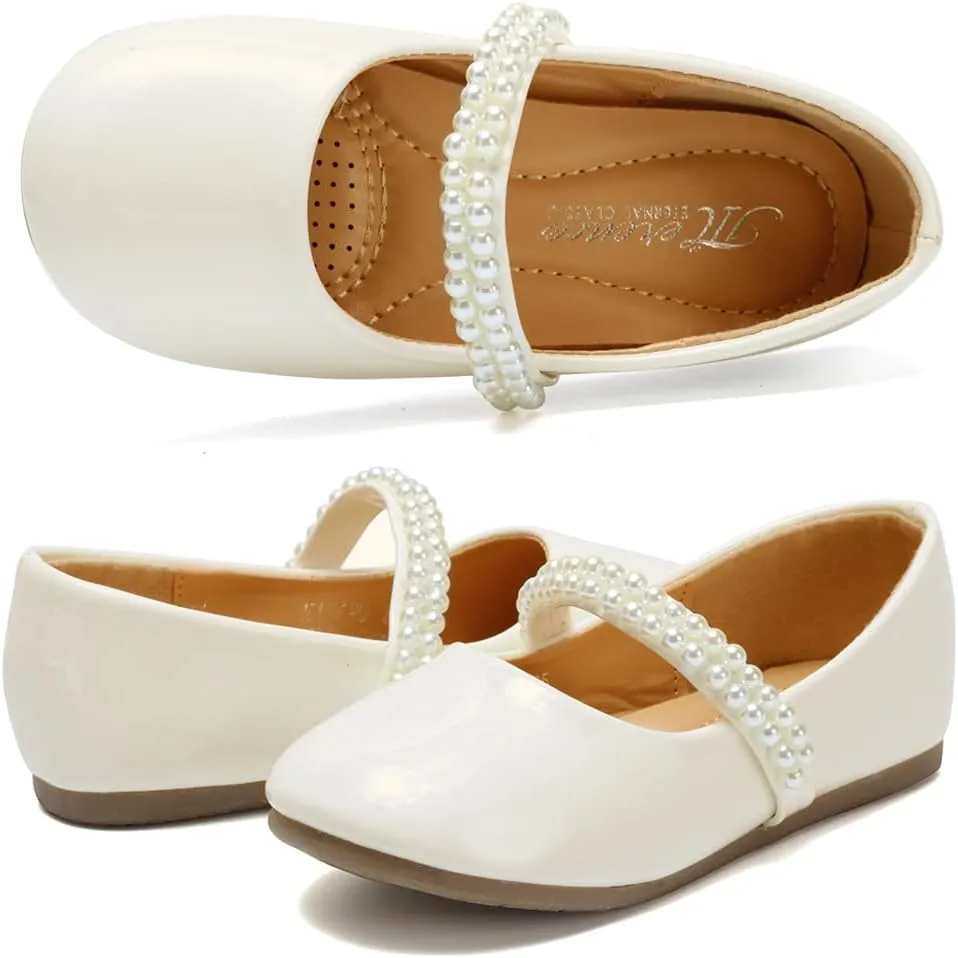 CIOR Toddler Girls Ballet Flats Shoes Ballerina Bowknot Jane Mary Princess Dress Shoes for Wedding Party School