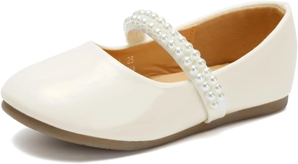CIOR Toddler Girls Ballet Flats Shoes Ballerina Bowknot Jane Mary Princess Dress Shoes for Wedding Party School