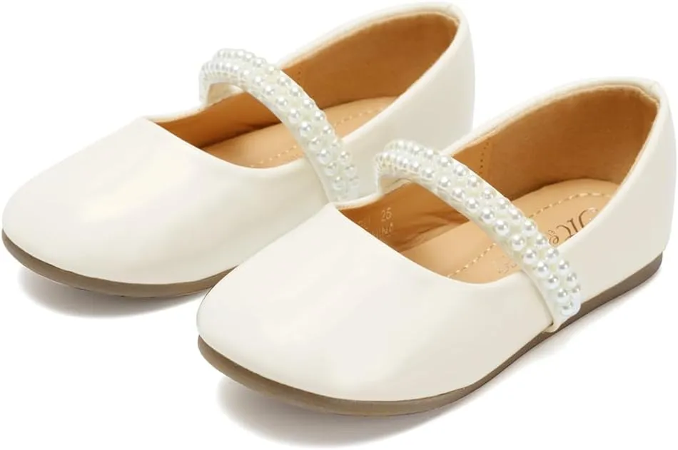 CIOR Toddler Girls Ballet Flats Shoes Ballerina Bowknot Jane Mary Princess Dress Shoes for Wedding Party School