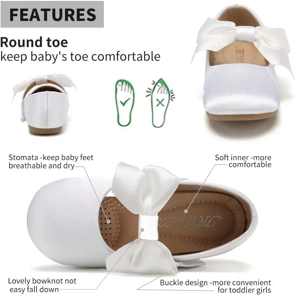 CIOR Toddler Girls Ballet Flats Shoes Ballerina Bowknot Jane Mary Princess Dress Shoes for Wedding Party School