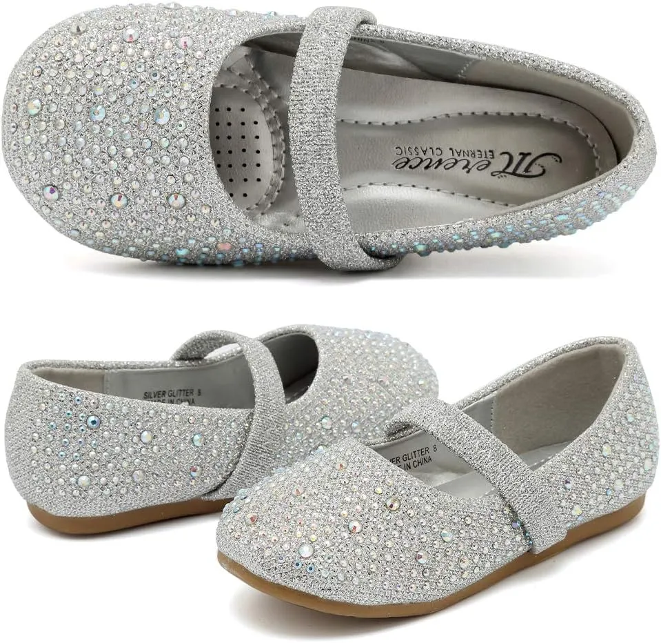 CIOR Toddler Girls Ballet Flats Shoes Ballerina Bowknot Jane Mary Princess Dress Shoes for Wedding Party School