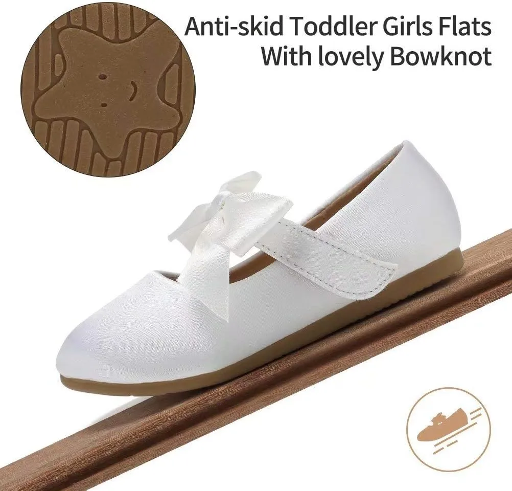 CIOR Toddler Girls Ballet Flats Shoes Ballerina Bowknot Jane Mary Princess Dress Shoes for Wedding Party School