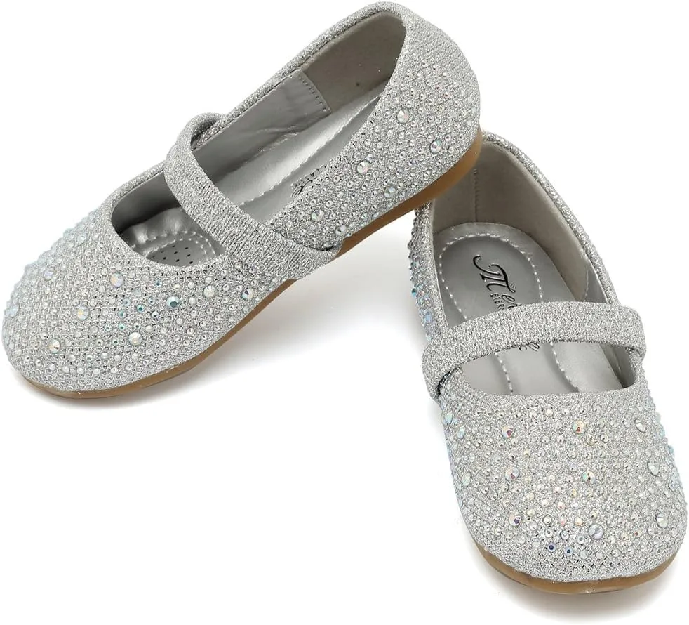 CIOR Toddler Girls Ballet Flats Shoes Ballerina Bowknot Jane Mary Princess Dress Shoes for Wedding Party School