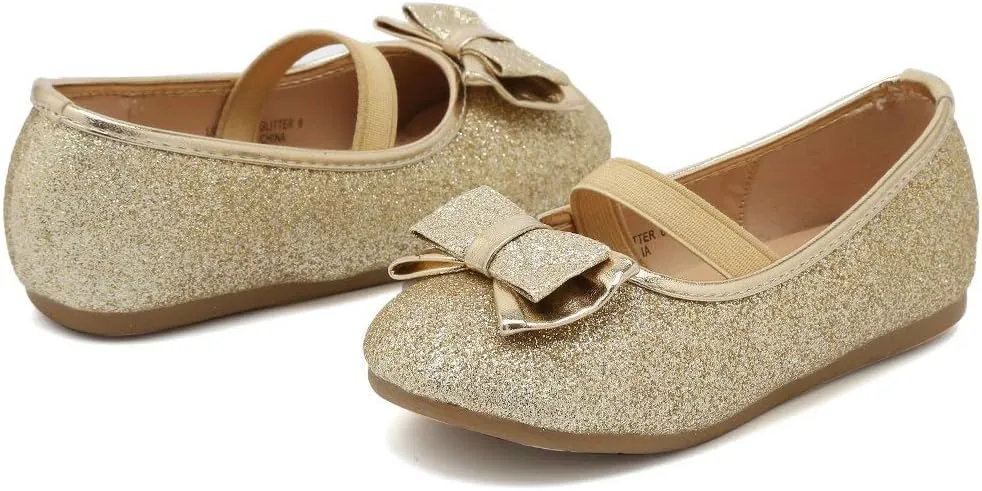 CIOR Toddler Girls Ballet Flats Shoes Ballerina Bowknot Jane Mary Princess Dress Shoes for Wedding Party School