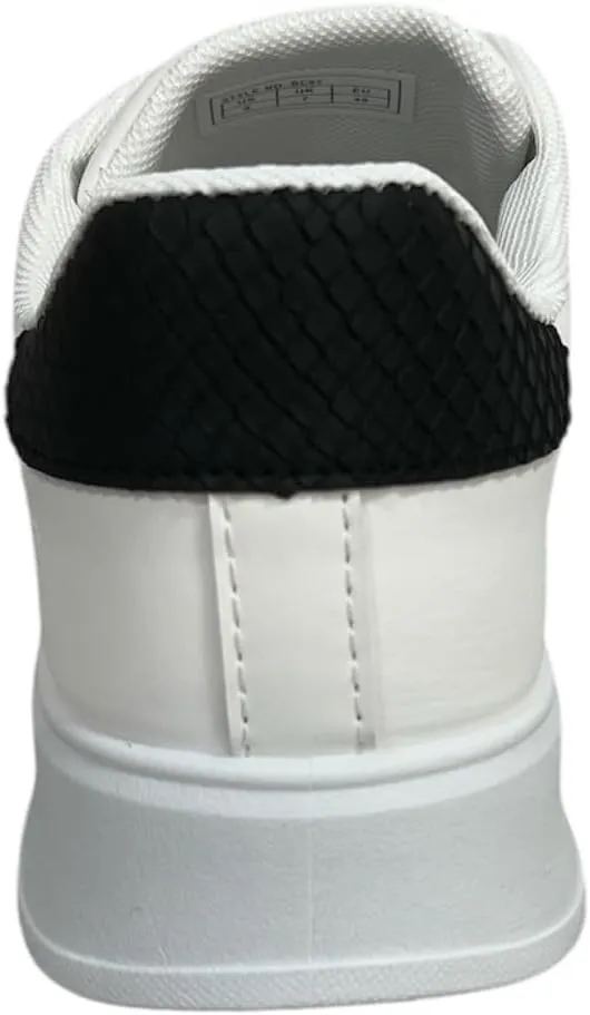 Classic White Sneakers, Low-Top Lace-Up, Platform Sole, Casual Athletic Fashion