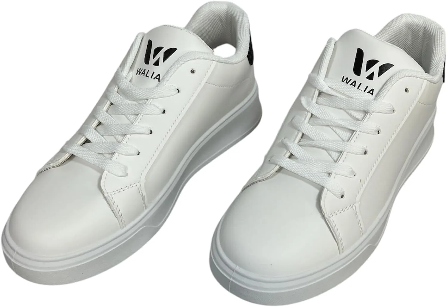 Classic White Sneakers, Low-Top Lace-Up, Platform Sole, Casual Athletic Fashion