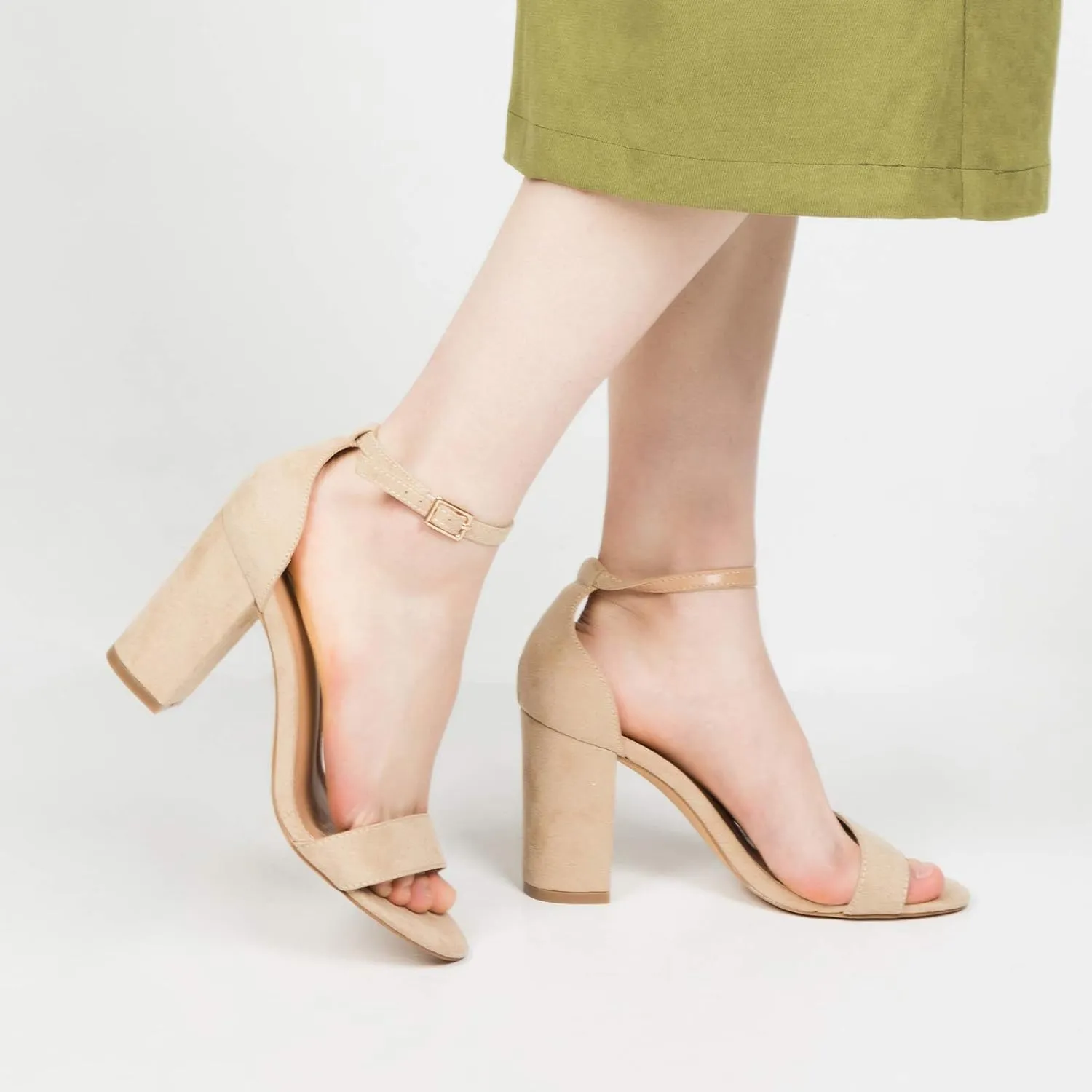 COASIS Women's Chunky Block Heels Open Toe Ankle Strap 3.5 Inch Heeled Sandals