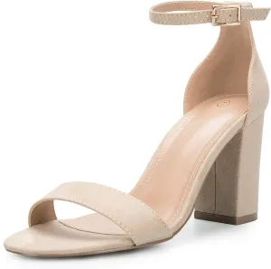 COASIS Women's Chunky Block Heels Open Toe Ankle Strap 3.5 Inch Heeled Sandals
