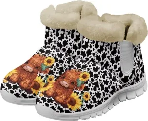 Coloranimal Womens Booties Winter Boots Womens Fuzzy Boots Winter Shoes Warm Fur Lined Snow Boots Ankle Boots Anti Skid Walking Boots