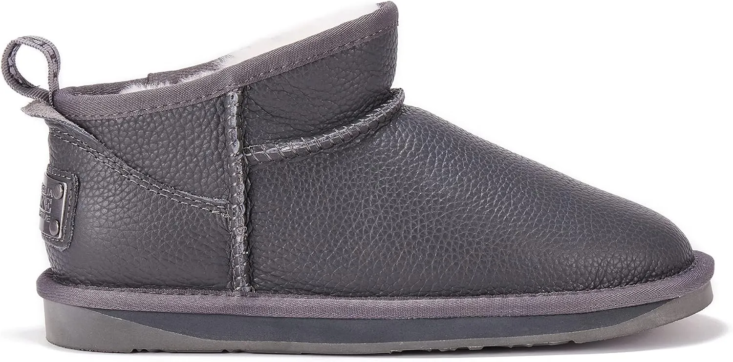 Cosy Ultra Short Buff Boots - Lightweight Comfy Buff Leather Boots for Women's (SMOKE, numeric_7)