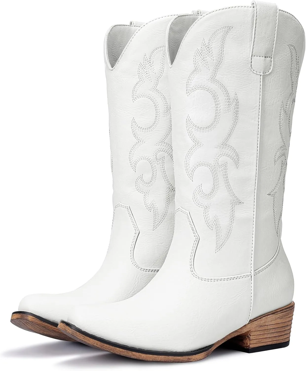 Cowboy Boots for Women - Embroidered Cowgirl Boots Western Mid Calf Fashion Chunky Heel Pointed Toe Country Boot