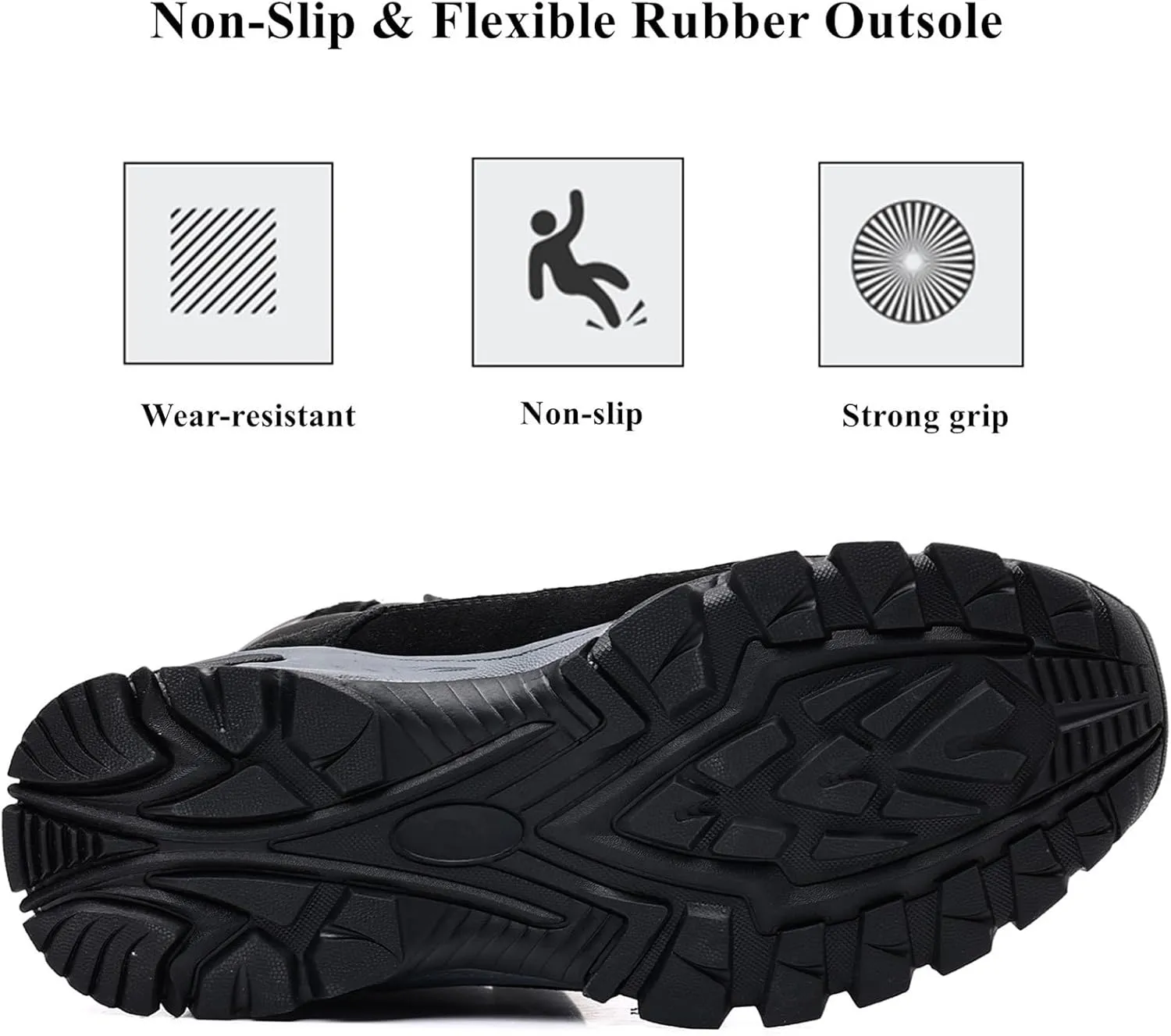 DADAWEN Men's Snow Boots Anti-Slip Waterproof Outdoor Shoes Warm Fur Lined Mid-Calf Winter Snow Boots