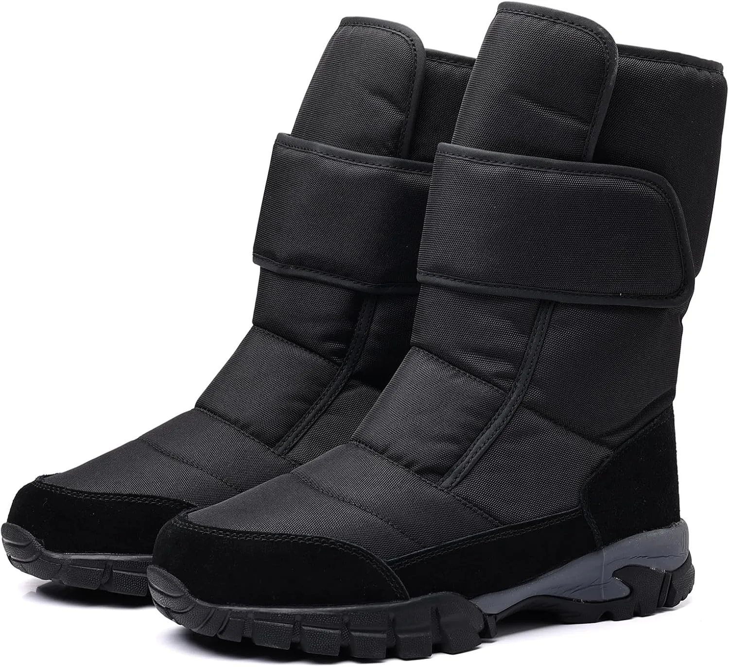 DADAWEN Men's Snow Boots Anti-Slip Waterproof Outdoor Shoes Warm Fur Lined Mid-Calf Winter Snow Boots