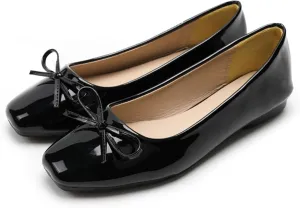 Dear Time Women's Casual Foldable Ballet Flats Square Toe Ballerina Flats Shoes Comfortable