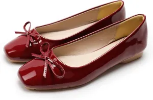 Dear Time Women's Casual Foldable Ballet Flats Square Toe Ballerina Flats Shoes Comfortable