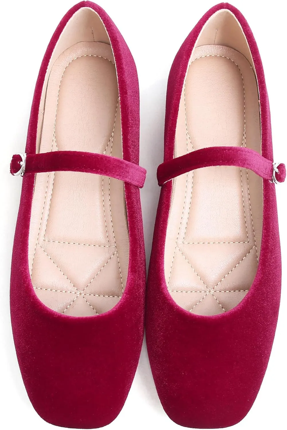 Dear Time Women's Comfortable Mary Jane Flats Soft Flats Square Toe Casual Ballet Flats with Ankle Strap