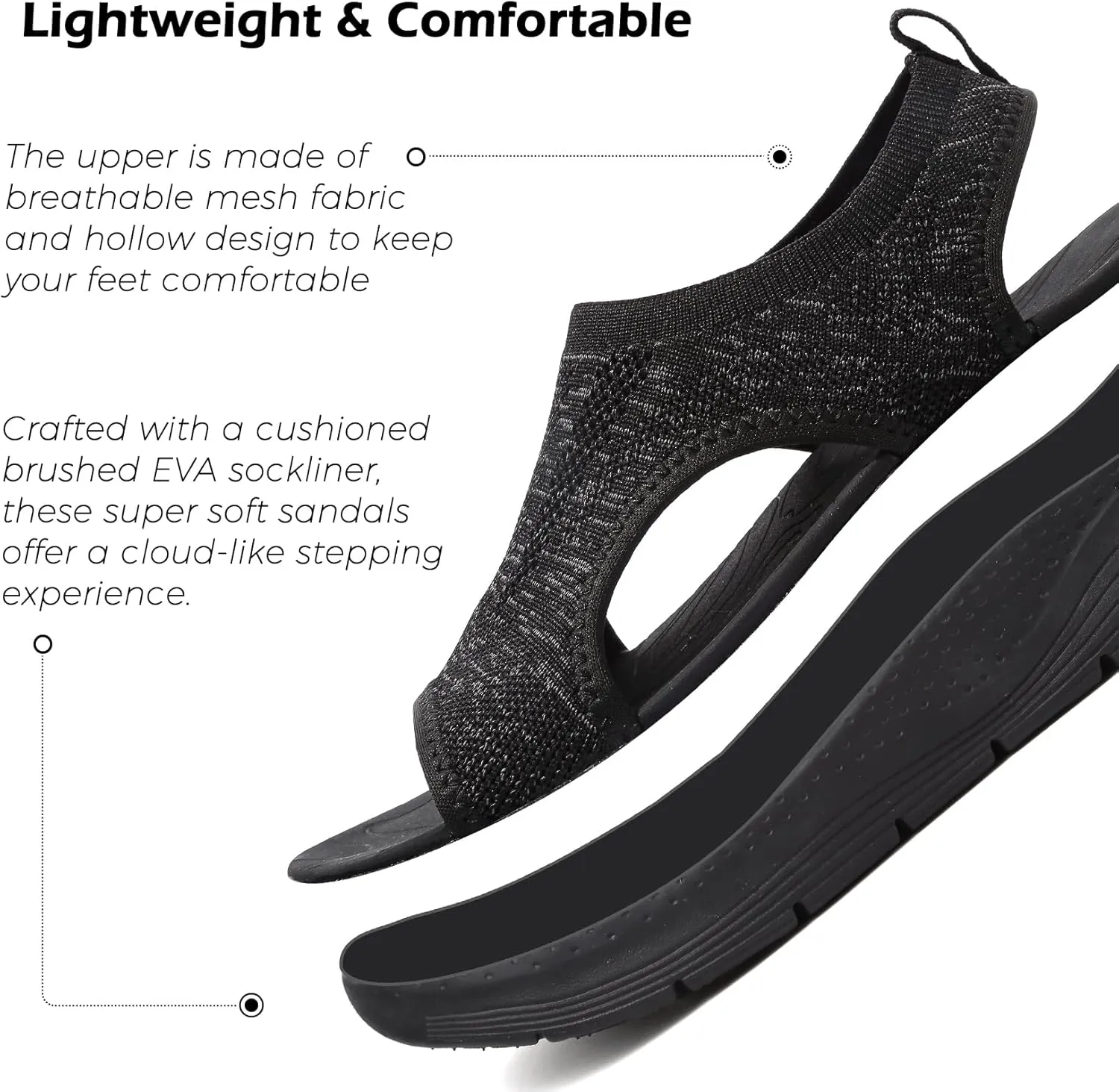 DimaiGlobal Women's Walking Sandals Arch Support Orthotic Comfort Slip-On Sport Sandals Open-Toe Platform Sandals for Plantar Fasciitis Summer Beach Casual