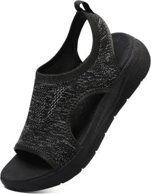 DimaiGlobal Women's Walking Sandals Arch Support Orthotic Comfort Slip-On Sport Sandals Open-Toe Platform Sandals for Plantar Fasciitis Summer Beach Casual