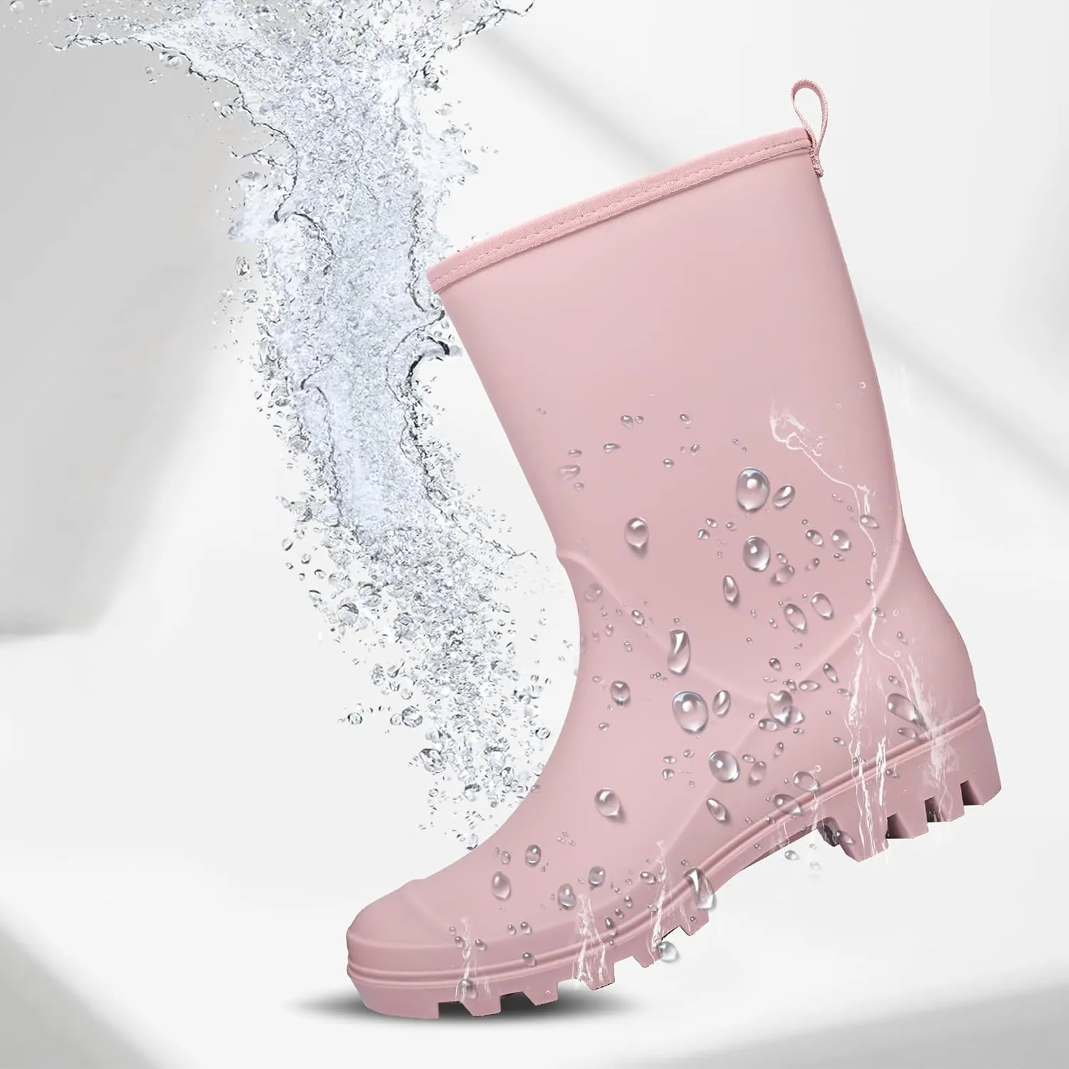 DKSUKO Waterproof Womens Rain Boots insulated,Lightweight Rubber fashion Boots in Gardening,Warm and Comfortable Wide Calf Rain Boots with Glossy in Outdoor