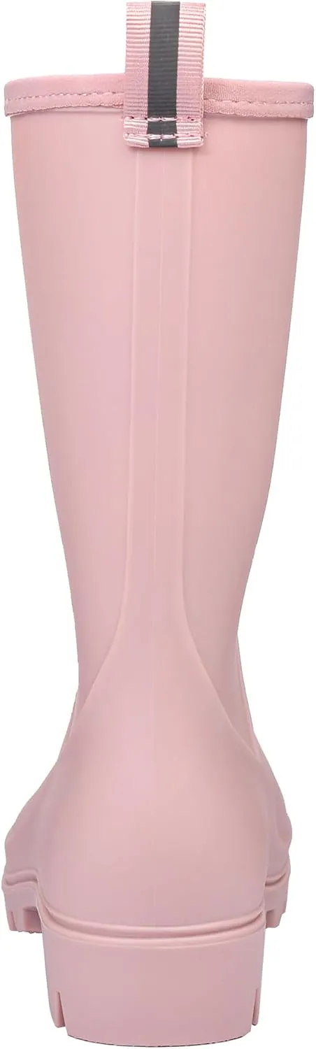 DKSUKO Waterproof Womens Rain Boots insulated,Lightweight Rubber fashion Boots in Gardening,Warm and Comfortable Wide Calf Rain Boots with Glossy in Outdoor