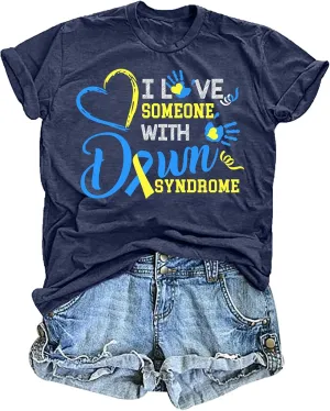 Down Syndrome Awareness Shirts Women World Down Syndrome Day Shirt Love Heart Ribbon Tees Tops