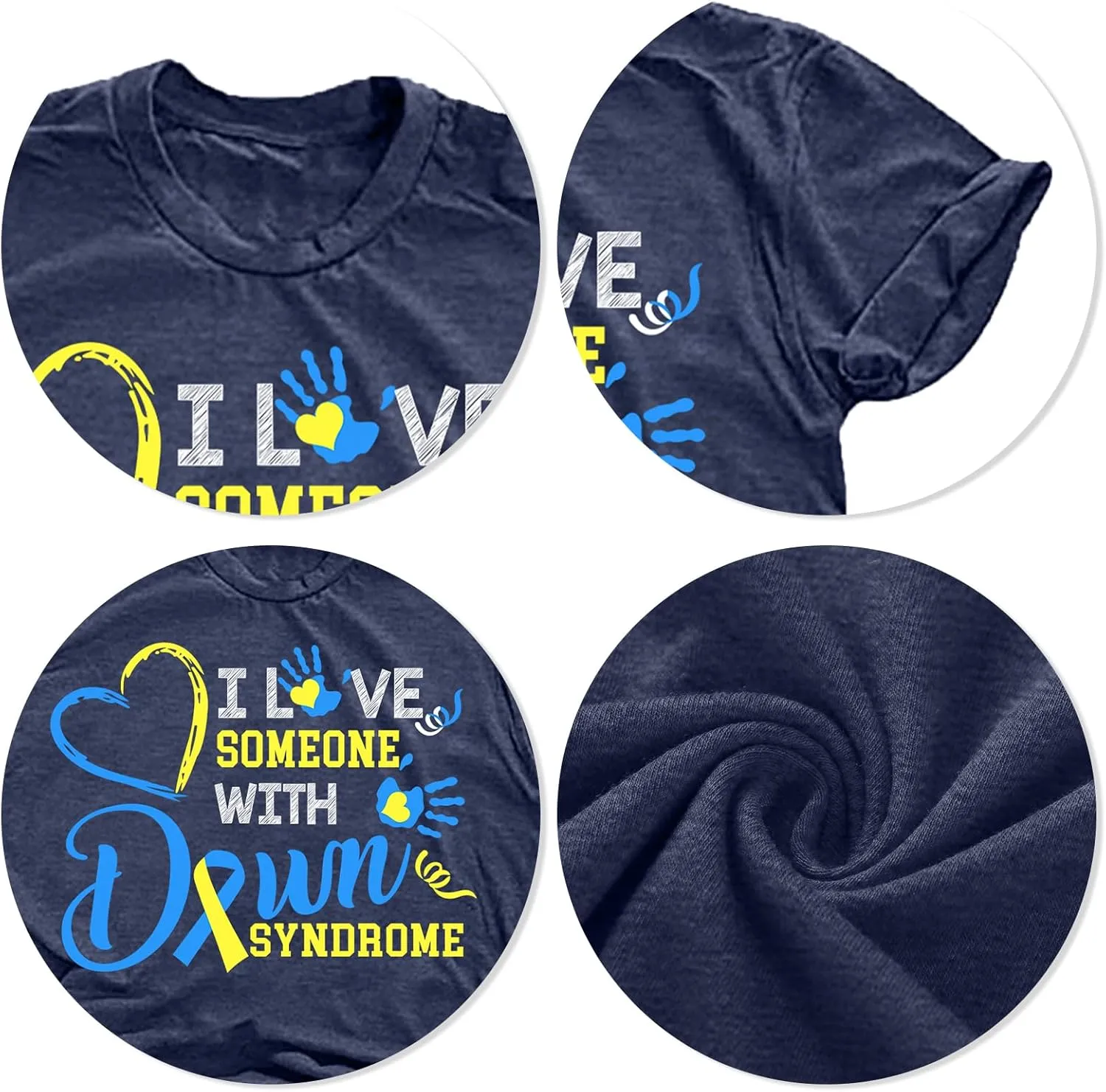 Down Syndrome Awareness Shirts Women World Down Syndrome Day Shirt Love Heart Ribbon Tees Tops
