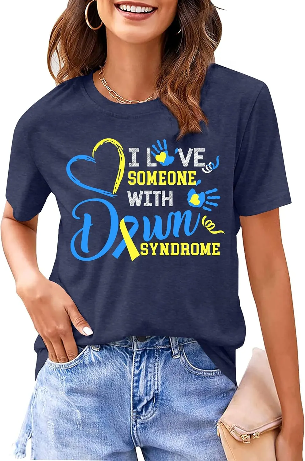 Down Syndrome Awareness Shirts Women World Down Syndrome Day Shirt Love Heart Ribbon Tees Tops