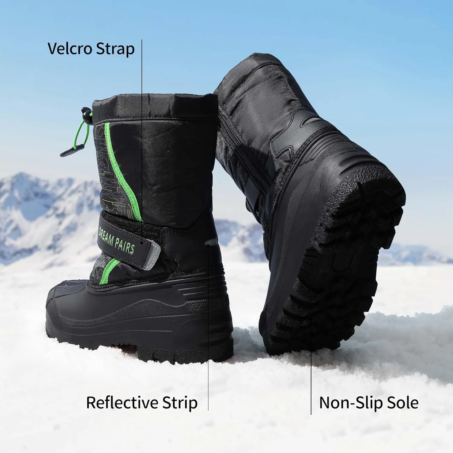 DREAM PAIRS Boys & Girls Mid Calf Water-Resistant Winter Snow Boots for Toddler/Little/Big Kid