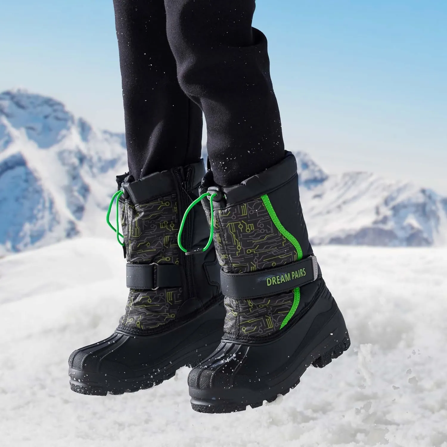DREAM PAIRS Boys & Girls Mid Calf Water-Resistant Winter Snow Boots for Toddler/Little/Big Kid