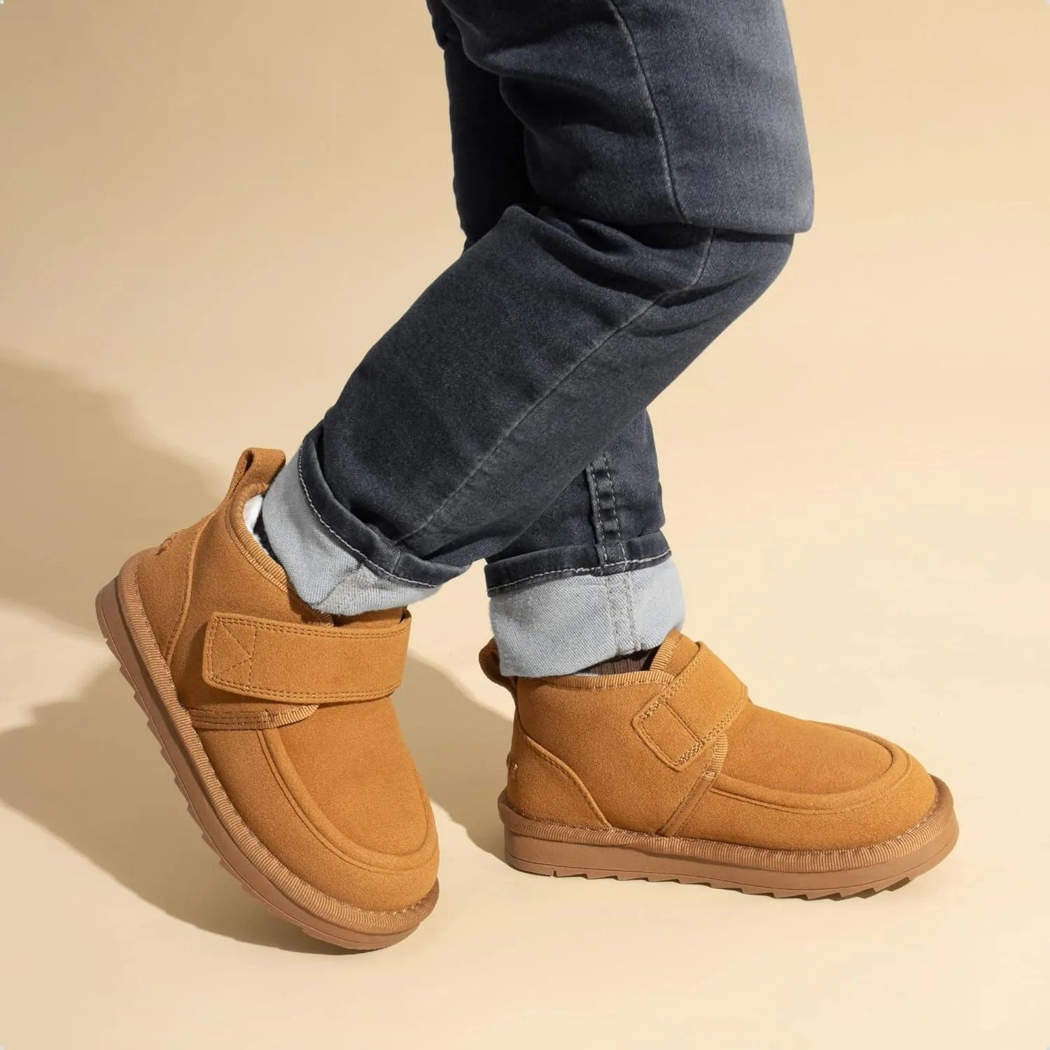 DREAM PAIRS Boys Boots Kids Girls Winter Warm Faux Fur Walking Ankle Boots FuzzyGo Kid's Cozy Tap for Toddler/Little Kid