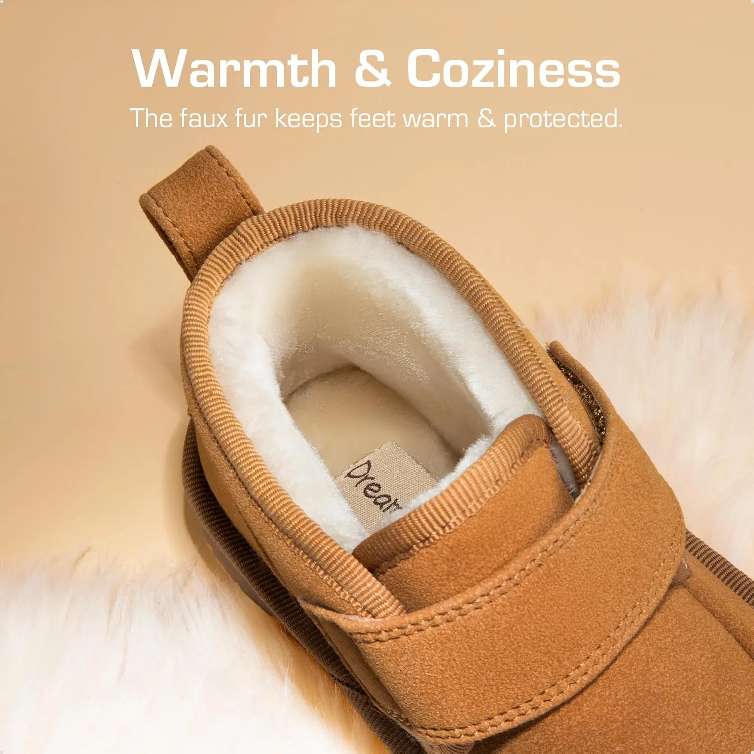 DREAM PAIRS Boys Boots Kids Girls Winter Warm Faux Fur Walking Ankle Boots FuzzyGo Kid's Cozy Tap for Toddler/Little Kid