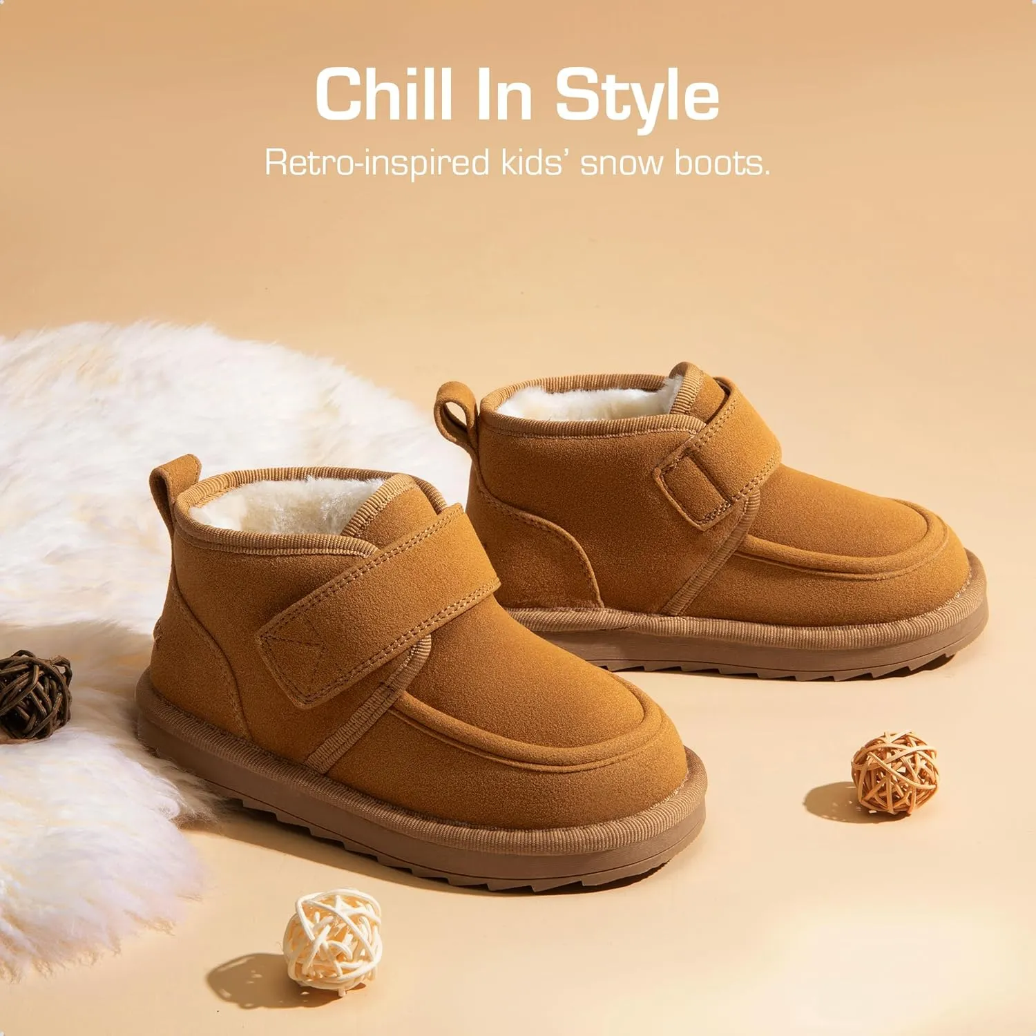 DREAM PAIRS Boys Boots Kids Girls Winter Warm Faux Fur Walking Ankle Boots FuzzyGo Kid's Cozy Tap for Toddler/Little Kid